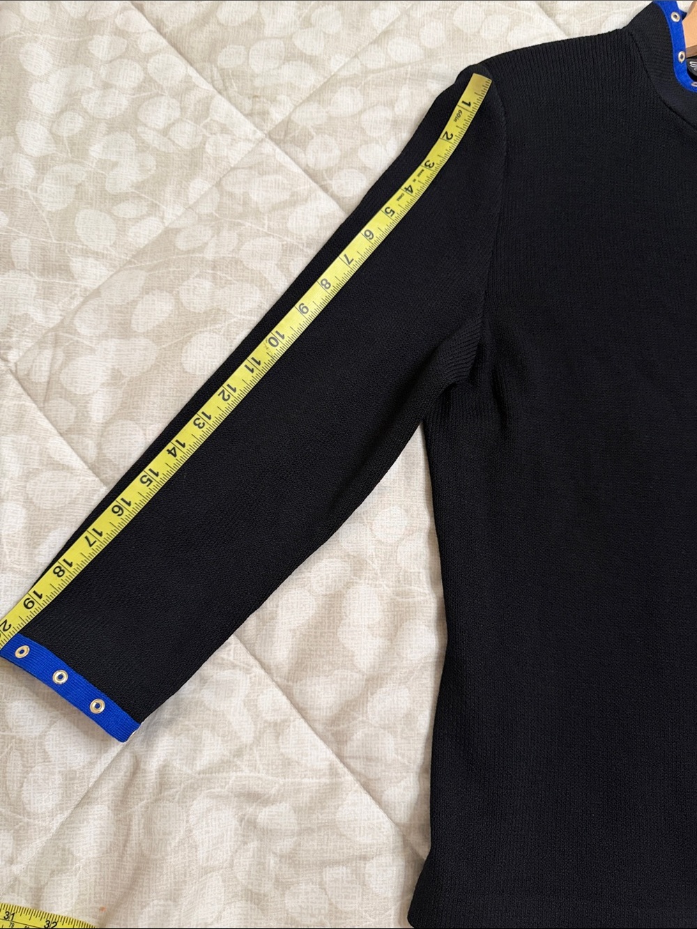St. John Black Jacket with Royal Blue Trim - Picture 8 of 9
